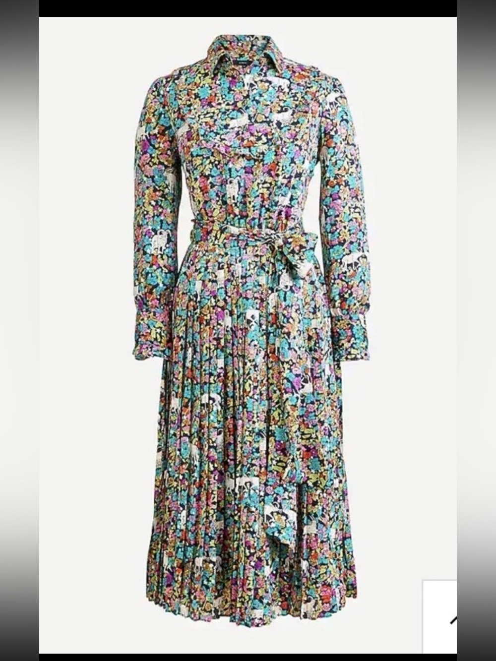 J. Crew Pleated midi dress in grazing goats print size 2 euc - Picture 3 of 11